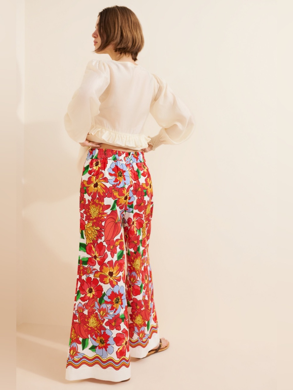 Farm Rio x Anthropologie Floral Linen Pants Women’s M - Picture 7 of 16